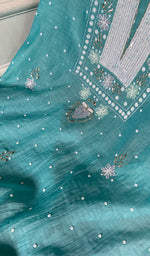 将图像加载到图库查看器中， Women's Lakhnavi Handcrafted Mul Chanderi Unstitched Chikankari Full Suit - HONC0362592