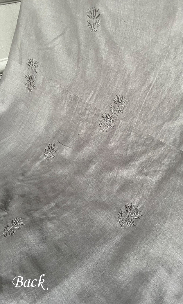 Women's Lucknowi Handcrafted Chanderi Silk Chikankari Full Suit Material - HONC0307136