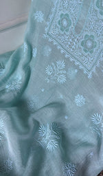 Load image into Gallery viewer, Women's Lakhnavi Handcrafted Mul Chanderi Unstitched Chikankari Full Suit Material - HONC0344357
