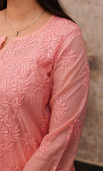 Load image into Gallery viewer, Sufi Women&#39;s Lucknowi Handcrafted Chanderi Silk Chikankari Kurti - HONC01308098
