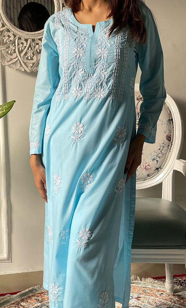 Women's Lucknowi Handcrafted Cotton Chikankari Kurti - HONC0330772