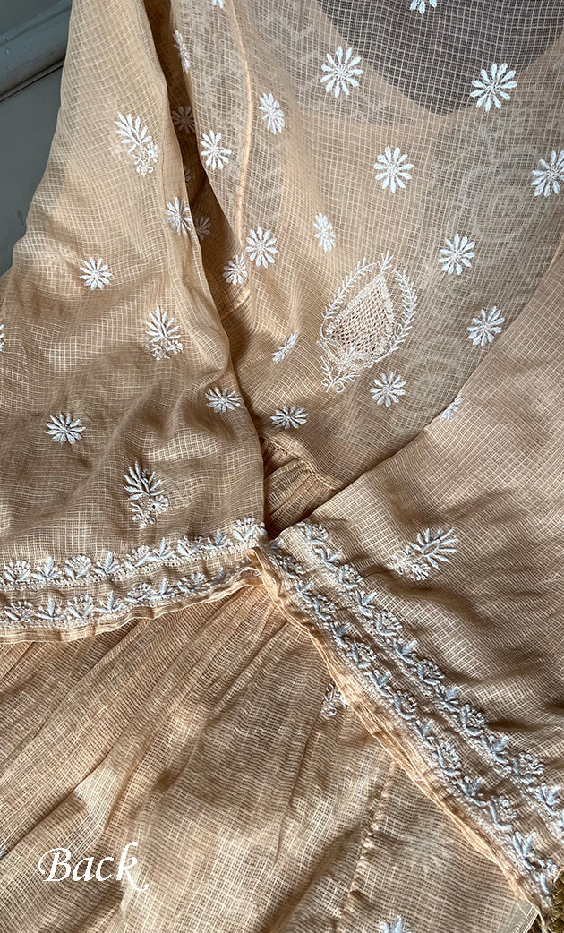 Sehmat Women's Lakhnavi Handcrafted Kota Cotton Semi -Stitched Angrakha And Dupatta Set- HONC0301717