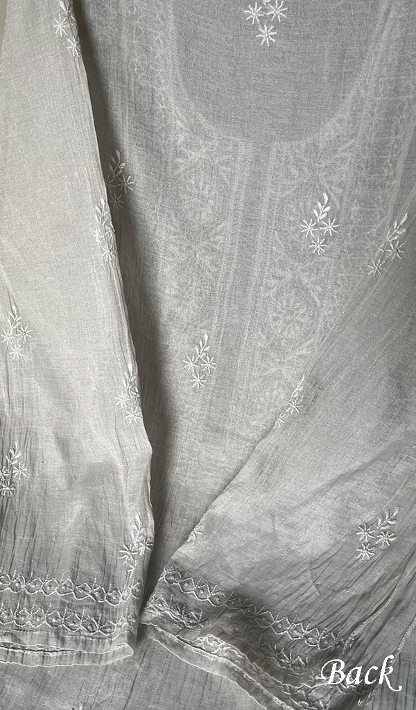 Women's Lakhnavi Handcrafted Tissue Chanderi Semi - Stitched Kurta And Dupatta Set - HONC0257411