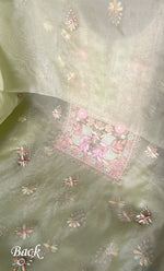 Load image into Gallery viewer, Women&#39;s Lakhnavi Handcrafted Pure Organza Chikankari Unstitched Kurta And Dupatta Set- HONC0237139
