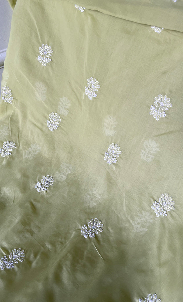 Women's Lakhnavi Handcrafted Unstitched Cotton Chikankari Suit Material - HONC0320309