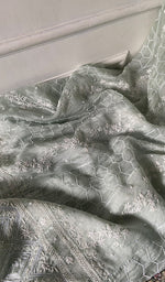 Load image into Gallery viewer, Eshani Women's Lucknowi Handcrafted Pure Organza Silk Chikankari Semi- stitched Anarkali Dupatta Set- HONC0362214