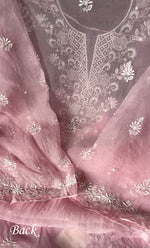 Load image into Gallery viewer, Women&#39;s Lakhnavi Handcrafted Pure Organza Chikankari Semi - stitched Kurta And Dupatta Set- HONC0307953

