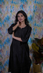 Load image into Gallery viewer, Heena Women&#39;s Lucknowi Handcrafted Raw Silk Chikankari Kurti - HONC0177199
