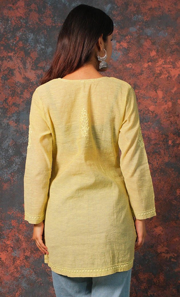 Women's Lakhnavi Handcrafted Cotton Chikankari Top - HONC0331498