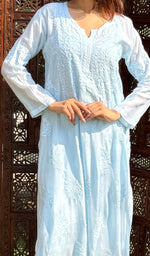 Load image into Gallery viewer, Women&#39;s Lucknowi Handcrafted Muslin Chikankari Kurti - HONC0207552
