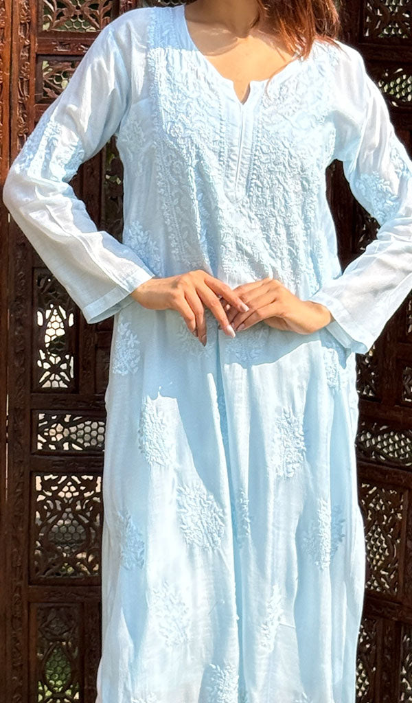 Women's Lucknowi Handcrafted Muslin Chikankari Kurti - HONC0207552