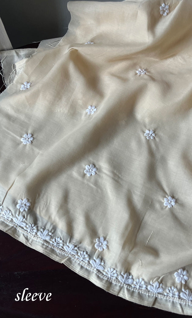 Women's Lakhnavi Handcrafted Cotton Chikankari Unstitched Kurti Fabric - HONC0302648