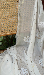 Load image into Gallery viewer, Women&#39;s Lakhnavi Handcrafted Pure Silk Georgette Chikankari Saree - HONC0278767
