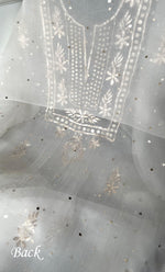 Load image into Gallery viewer, Women&#39;s Lakhnavi Handcrafted Pure Organza Chikankari Unstitched Kurta And Dupatta Set- HONC032185
