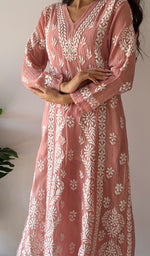 将图像加载到图库查看器中， Women's Lucknowi Handcrafted Mul Chanderi Stitched Chikankari Kurta And Plazzo Set- HONC0378817