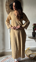 Load image into Gallery viewer, Women's Lakhnavi Handcrafted Cotton Chikankari Kurti - HONC0337450