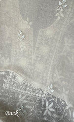 将图像加载到图库查看器中， Women's Lakhnavi Handcrafted Pure Organza Chikankari Unstitched Kurta And Dupatta Set- HONC0319969