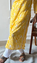 Load image into Gallery viewer, Shagufta Women's Lakhnavi Handcrafted Cotton Chikankari Kurti- HONC0350562
