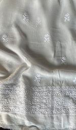 Load image into Gallery viewer, Lucknowi Handcrafted Pure Silk Georgette Chikankari Unstitched Men&#39;s Kurta Fabric - HONC026904
