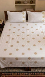 Load image into Gallery viewer, Lakhnavi Handcrafted Cotton Chikankari Bedsheet Set - HONC0373294