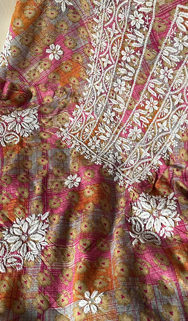 Alveena Women's Lakhnavi Handcrafted Cotton Unstitched Chikankari Kurta And Dupatta Set - HONC0251552