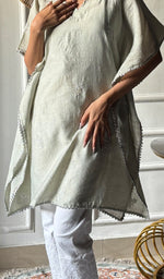 Load image into Gallery viewer, Women's Lucknowi Handcrafted Munga silk Chikankari Kaftan - HONC0316125