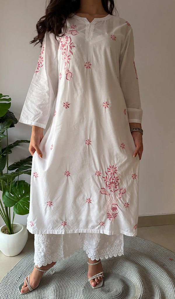 Women's Lucknowi Handcrafted Cotton Chikankari Kurti - HONC03376757