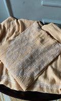 Noreen Women's Lakhnavi Handcrafted Mul Chanderi Semi - stitched Chikankari Full Suit Material -HONC0310230