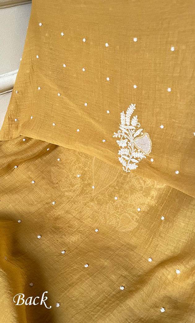 Women's Lakhnavi Handcrafted Mul Chanderi UnStitched Kurta And Dupatta Set - HONC0318600