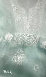 Load image into Gallery viewer, Women&#39;s Lakhnavi Handcrafted Pure Organza Chikankari Unstitched Kurta And Dupatta Set- HONC0314172
