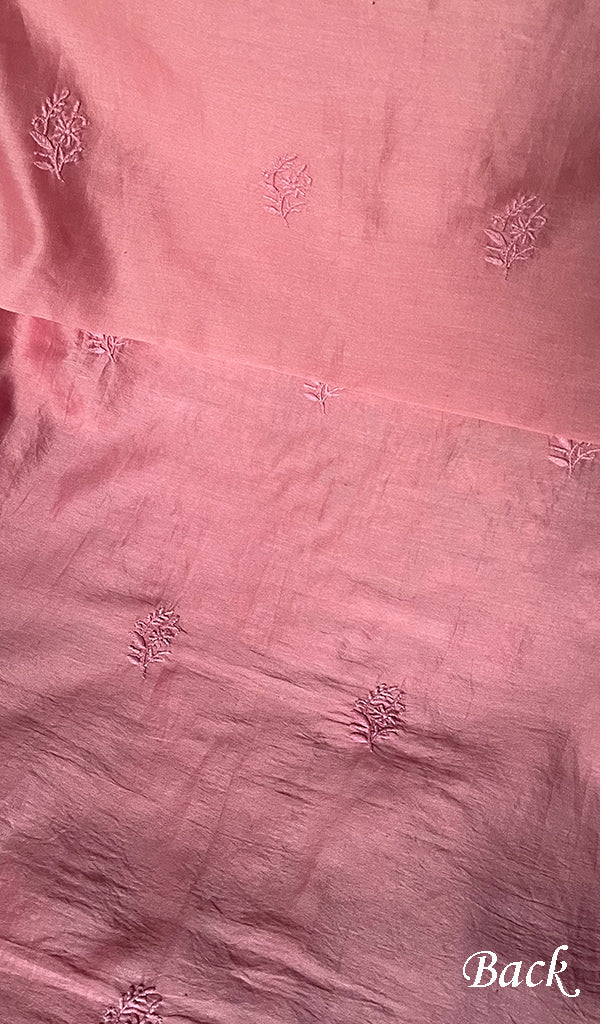 Women's Lucknowi Handcrafted Chanderi Silk Chikankari Full Suit Material - HONC0265291