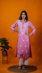 将图像加载到图库查看器中， Reet Women&#39;s Lucknowi Handcrafted Cotton Chikankari Kurti - HONC0211952
