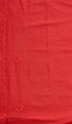 将图像加载到图库查看器中， 勒克瑙手工制作的棉质 Chikankari Dupatta - Honc084564