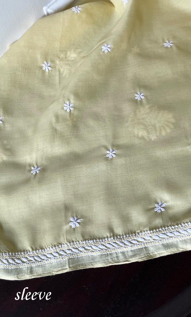 Women's Lakhnavi Handcrafted Cotton Chikankari Unstitched Kurti Fabric - HONC0318766