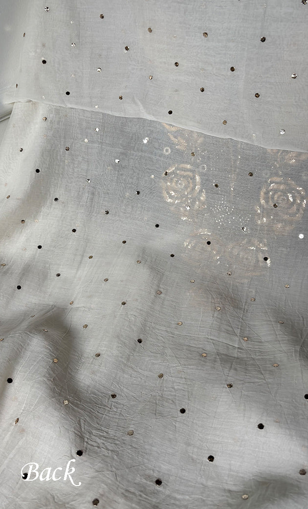 Women's Lakhnavi Handcrafted Unstitched Mul Chanderi Kurta And Dupatta Set - HONC0322428