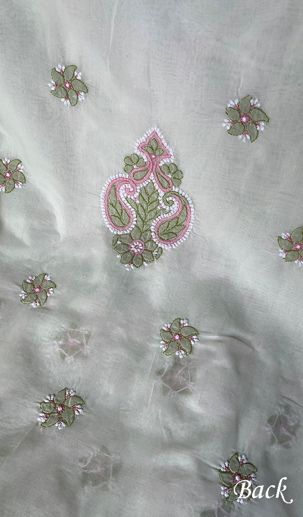 Sidra Women's Lakhnavi Handcrafted Cotton Chikankari Suit Material - HONC0284969