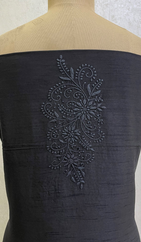 Women's Lakhnavi Handcrafted Raw Silk Chikankari Kurta And Dupatta Set - HONC0129556