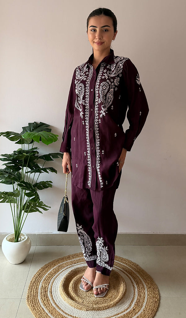 Devanshi Women's Lakhnavi Handcrafted Cotton Chikankari Kurta And Palazzo Set - HONC0358515