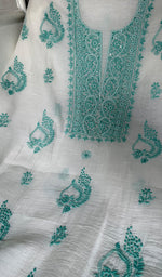 Load image into Gallery viewer, Women's Lakhnavi Handcrafted Chanderi Silk Unstitched Kurta And Dupatta Set - HONC0366812