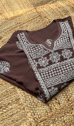 Load image into Gallery viewer, Women&#39;s Lucknowi Handcrafted Modal Cotton Chikankari Kurti - HONC0301055

