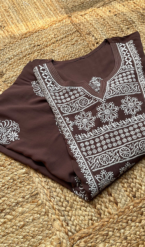 Women's Lucknowi Handcrafted Modal Cotton Chikankari Kurti - HONC0301055