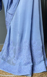 Load image into Gallery viewer, Women&#39;s Lakhnavi Handcrafted Viscose Georgette Chikankari Saree - HONC0301801
