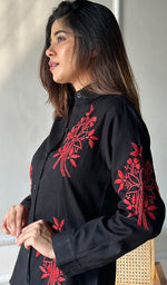 Load image into Gallery viewer, Vaani Women&#39;s Lucknowi Handcrafted Slub Cotton Chikankari Top - HONC0299204
