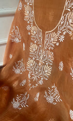 将图像加载到图库查看器中， Women's Lakhnavi Handcrafted Pure Organza Chikankari Unstitched Kurta And Dupatta Set- HONC0319189