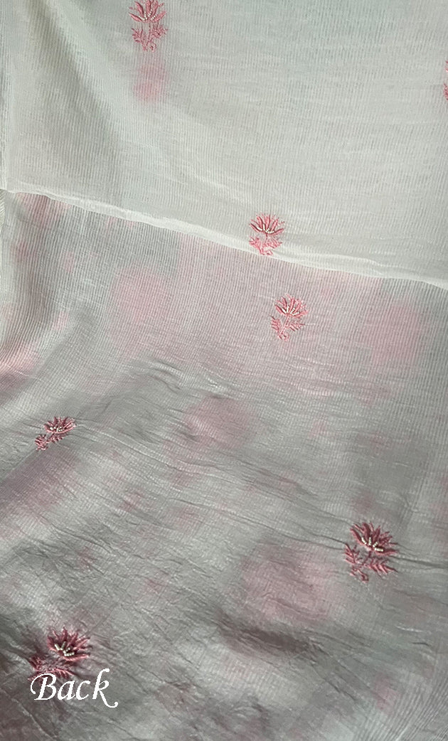 Women's Lakhnavi Handcrafted Maheshwari Mul Chanderi Unstitched Kurta And Dupatta Set- HONC0270651