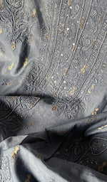 将图像加载到图库查看器中， Women&#39;s Lakhnavi Handcrafted Chanderi Silk Chikankari Semi - Stitched Kurta Dupatta Set - HONC082730
