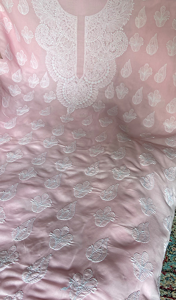 Women's Lakhnavi Handcrafted Cotton Unstitched Chikankari Suit Material - HONC0360791