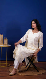 将图像加载到图库查看器中， Rupam Women&#39;s Lucknowi Handcrafted Modal Cotton Chikankari Kurti - HONC0211819
