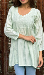 Load image into Gallery viewer, Daisha Women&#39;s Lucknowi Handcrafted Muslin Chikankari Top - HONC0234915
