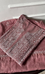 Load image into Gallery viewer, Women&#39;s Lakhnavi Handcrafted Mul Chanderi Semi -stitched Chikankari Full Suit Material - HONC0296117
